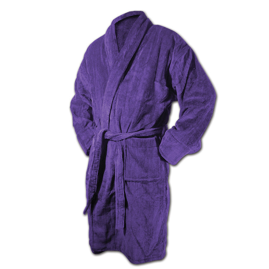 Luxury Hooded Navy Blue Terry Towelling Dressing Gown - Egyptian Collection  Soft Cotton - The Towel Shop